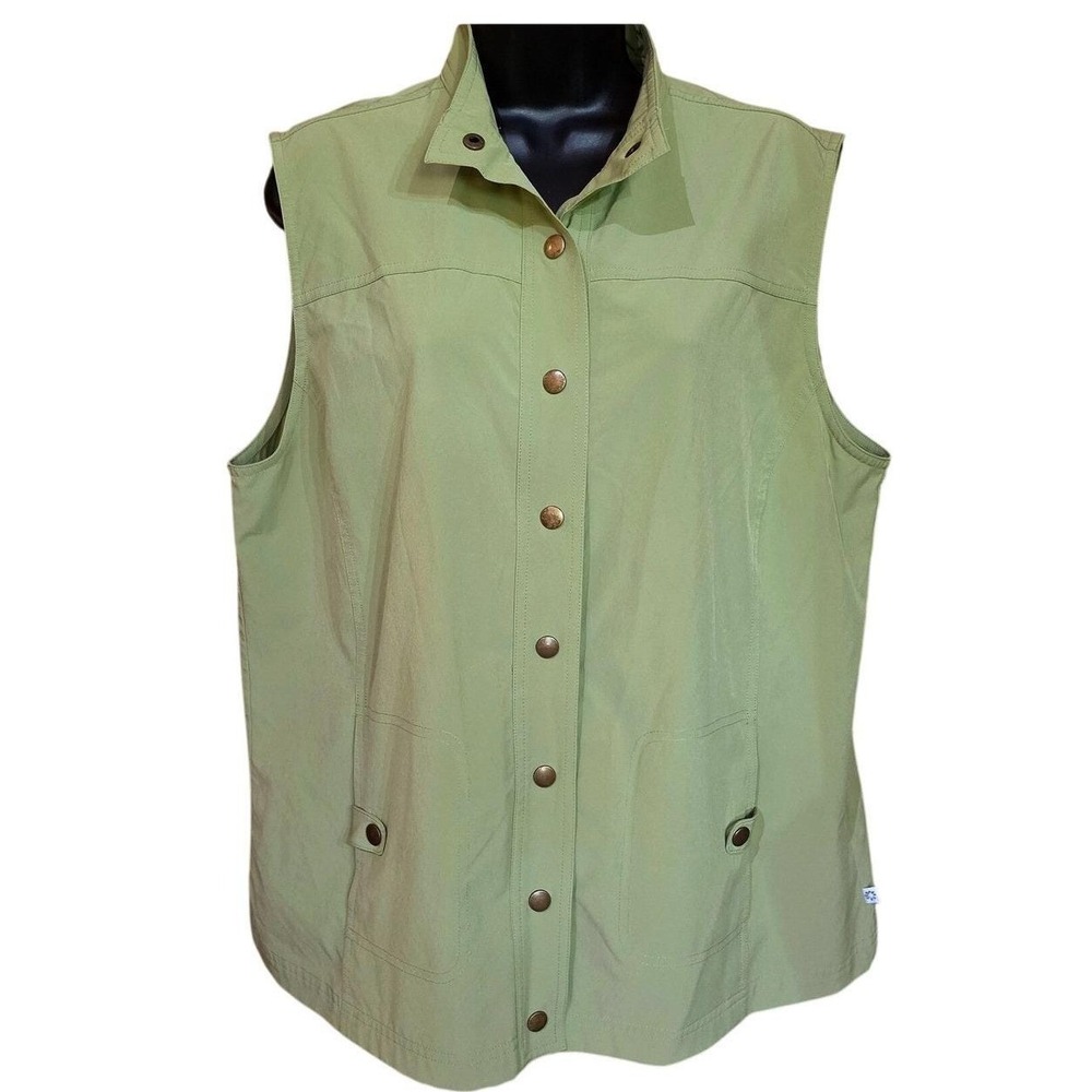 Chico's Zenergy Women's Utility Vest Size 3 XL 16 Green Snap Front Pockets
